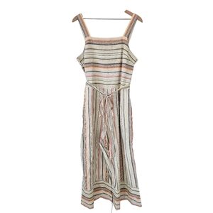Beachlunchlounge Striped Linen Blend Talia Cropped Jumpsuit NWT